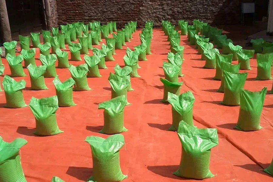 Food Aligned On The Ground